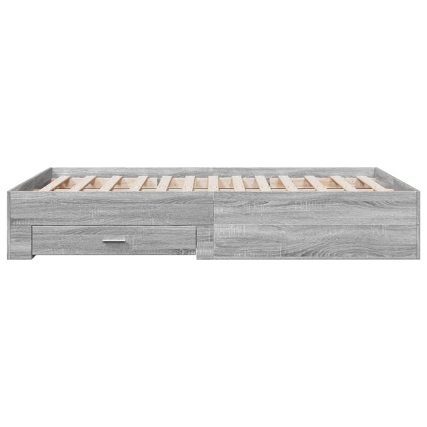 Graues Bettgestell mit Schubladen Veligean 120x190cm (Holz)