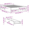 Graues Bettgestell mit Schubladen Veligean 120x190cm (Holz)
