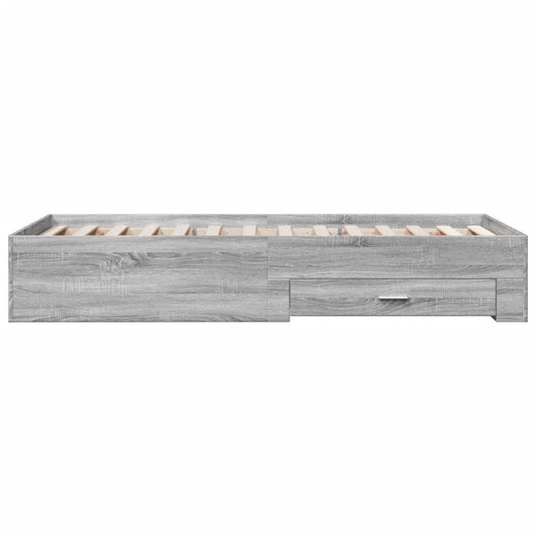 Graues Bettgestell mit Schubladen Veligean 100x200cm (Holz)
