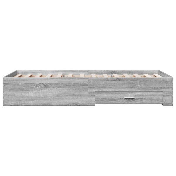 Graues Bettgestell mit Schubladen Veligean 90x200cm (Holz)