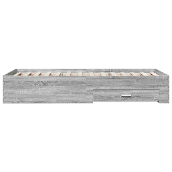 Graues Bettgestell mit Schubladen Veligea 90x190cm (Holz)