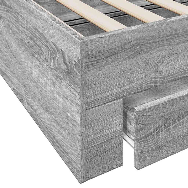 Graues Bettgestell mit Schubladen Veligea 90x190cm (Holz)