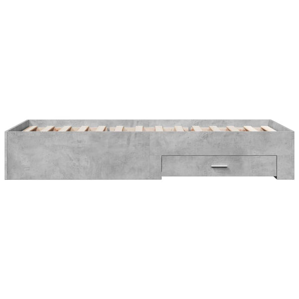 Betongraues Bettgestell mit Schubladen Veligean 75x190cm (Holz)