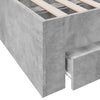 Betongraues Bettgestell mit Schubladen Veligean 75x190cm (Holz)