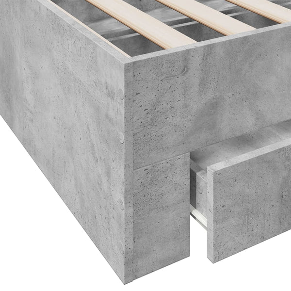 Betongraues Bettgestell mit Schubladen Veligean 75x190cm (Holz)