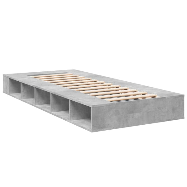 Betongraues Bettgestell Negulescu 100x200cm (Holz)