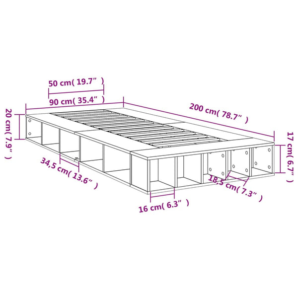 Bettgestell Sonoma-Eiche Negulescu 90x200cm (Holz)