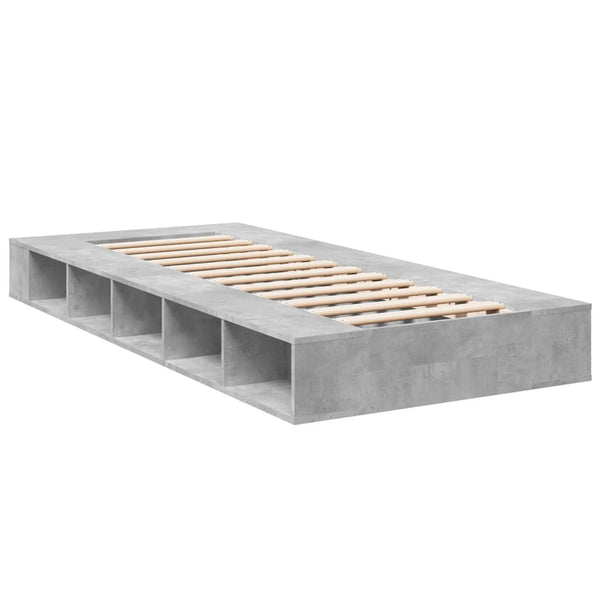 Betongraues Bettgestell Negulescu 90x190cm (Holz)