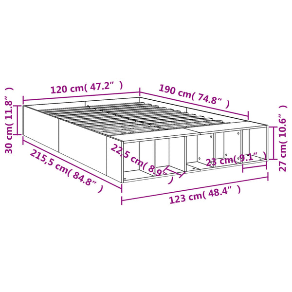 Schwarzer Bettrahmen Jameel 120x190cm (Holz)