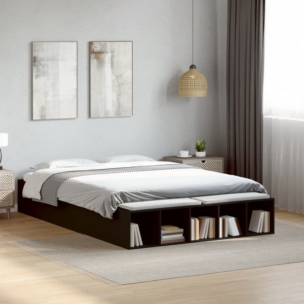 Schwarzer Bettrahmen Jameel 120x190cm (Holz)