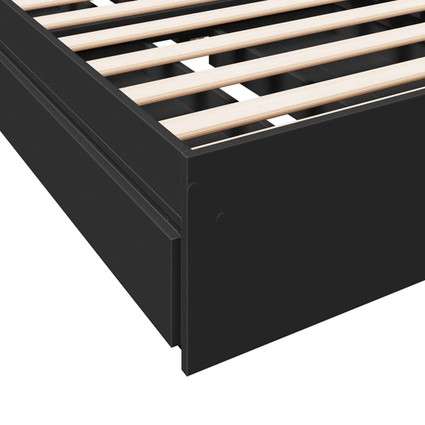 Schwarzes Bettgestell mit Schubladen Piada 100x200cm (Holz)