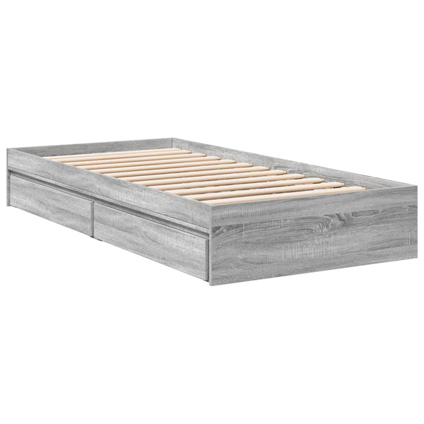 Graues Bettgestell mit Schubladen Piada 90x200cm (Holz)