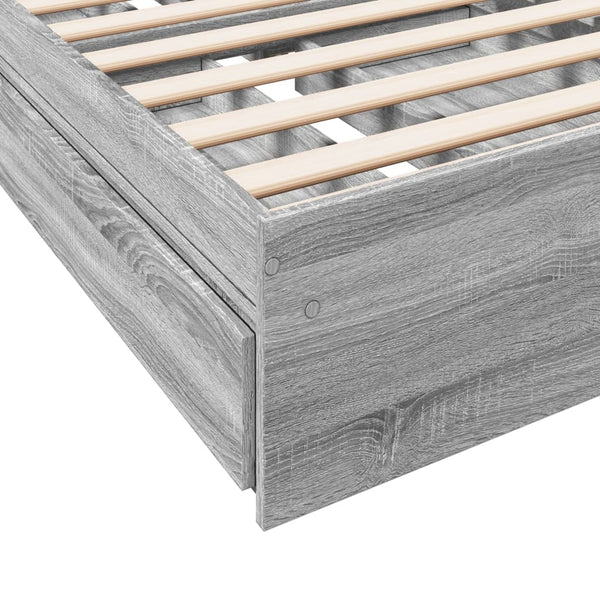 Graues Bettgestell mit Schubladen Piada 90x200cm (Holz)