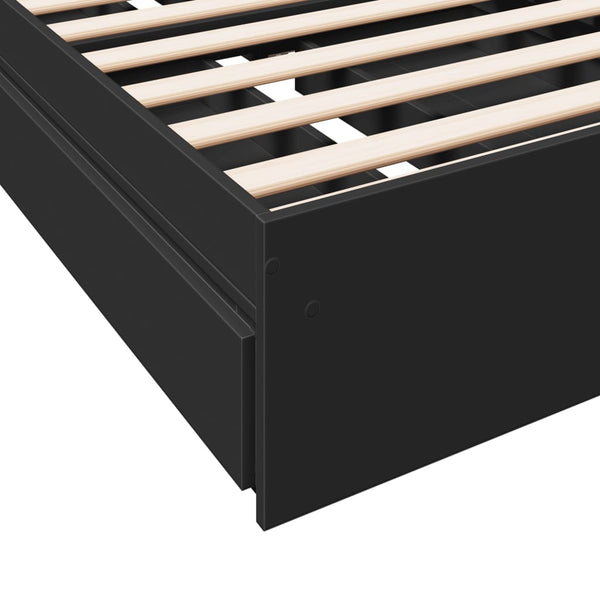 Schwarzes Bettgestell mit Schubladen Piada 90x190cm (Holz)
