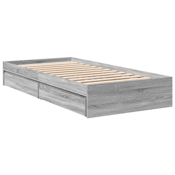 Bettrahmen grau mit Schubladen Piada 75x190cm (Holz)