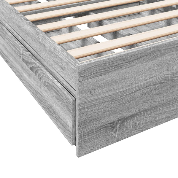 Bettrahmen grau mit Schubladen Piada 75x190cm (Holz)