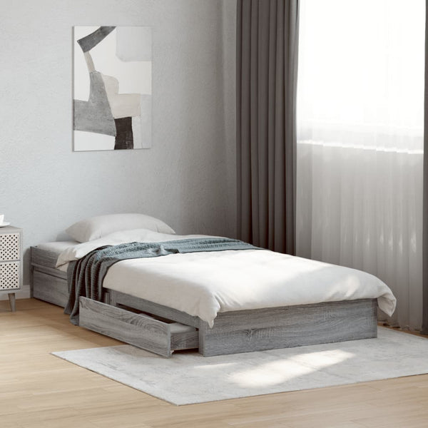 Bettrahmen grau mit Schubladen Piada 75x190cm (Holz)