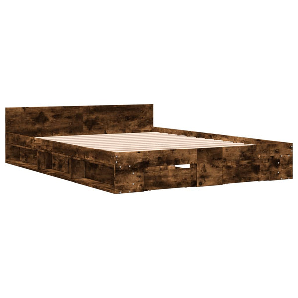 Räuchereiche Bettgestell mit Schubladen Calinoiu 160x200cm (Holz)