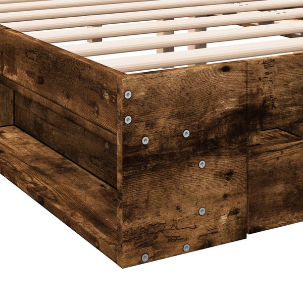 Räuchereiche Bettgestell mit Schubladen Calinoiu 160x200cm (Holz)