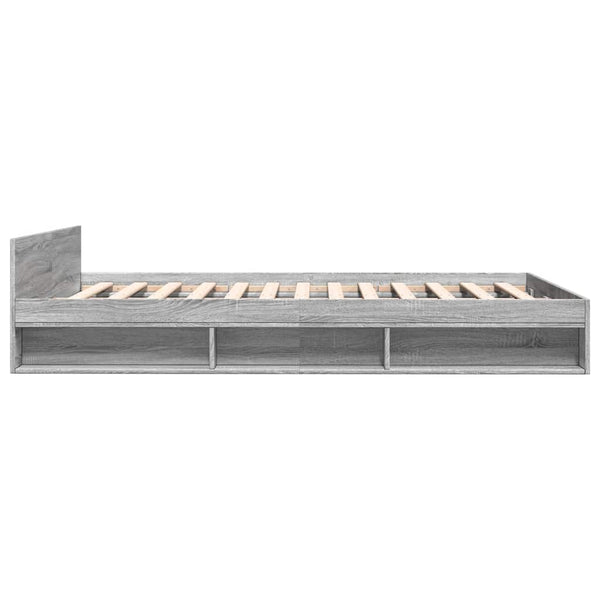Graues Bettgestell mit Schubladen Calinoiu 150x200cm (Holz)