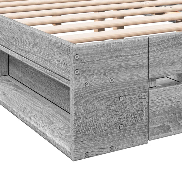 Bettgestell Calinoiu Grau mit Schubladen 140x200cm (Holz)