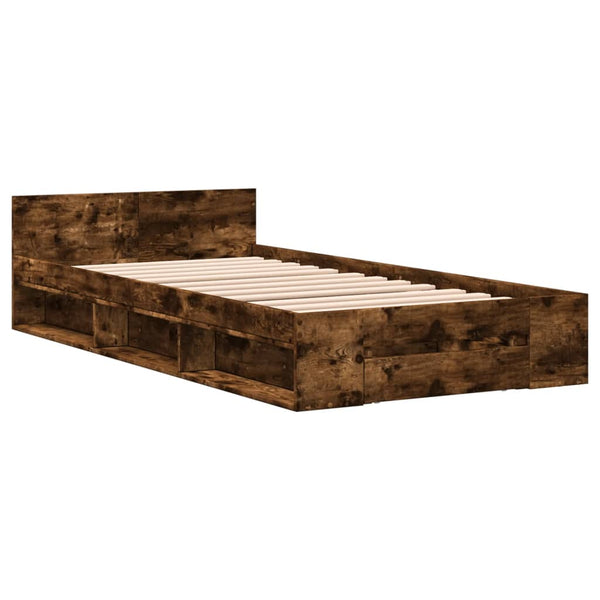 Bettrahmen Räuchereiche mit Schublade Calinoiu 90x190cm (Holz)