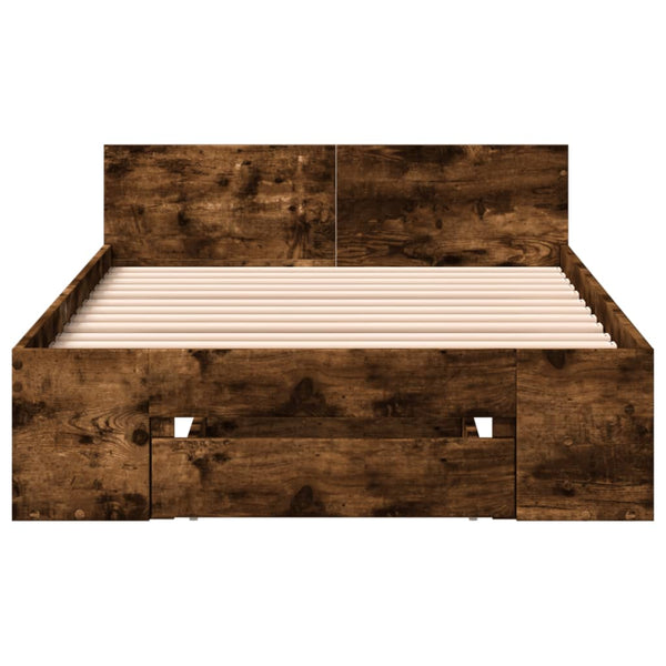 Bettrahmen Räuchereiche mit Schublade Calinoiu 90x190cm (Holz)
