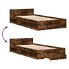 Bettrahmen Räuchereiche mit Schublade Calinoiu 90x190cm (Holz)