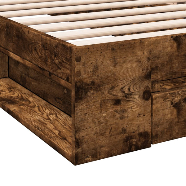 Bettrahmen Räuchereiche mit Schublade Calinoiu 90x190cm (Holz)