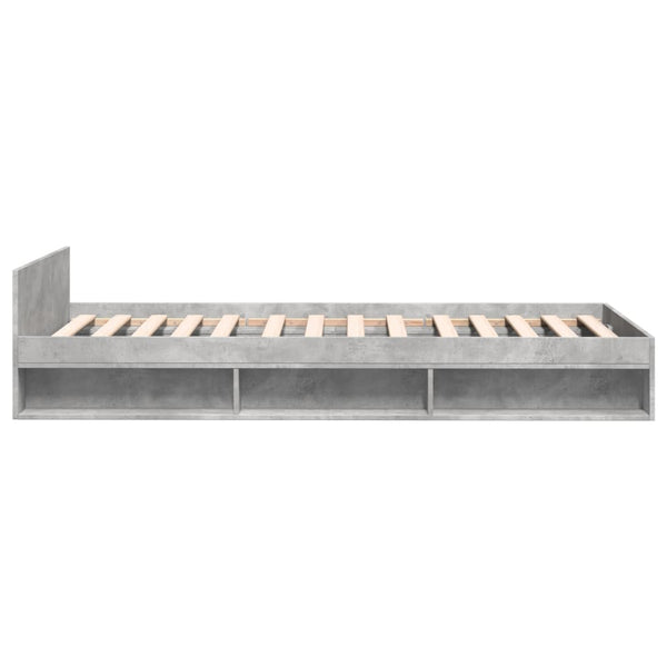 Betoninharmaa sängynrunko laatikolla Calinoiu 100x200cm (puinen)