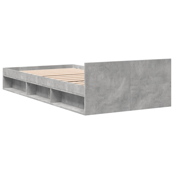 Betoninharmaa sängynrunko laatikolla Calinoiu 100x200cm (puinen)