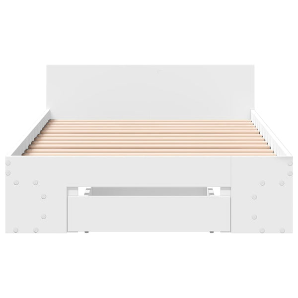 Bettgestell weiß mit Schublade Calinoiu 90x200cm (Holz)