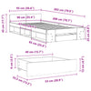 Bettgestell weiß mit Schublade Calinoiu 90x200cm (Holz)