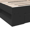 Schwarzes Bettgestell mit Schublade Calinoiu 75x190cm (Holz)