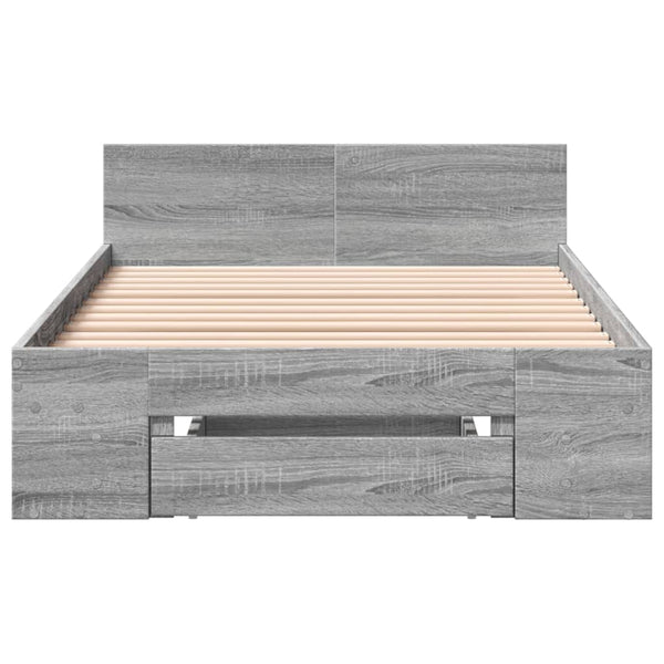 Graues Bettgestell mit Schublade Calinoiu 75x190cm (Holz)