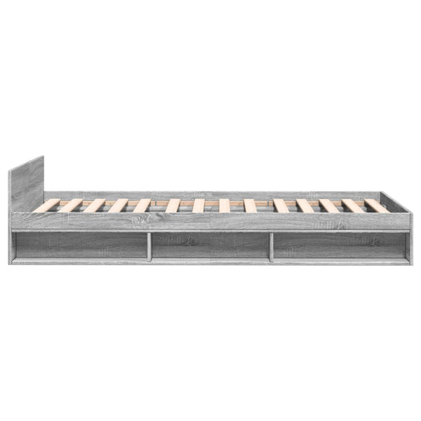Graues Bettgestell mit Schublade Calinoiu 75x190cm (Holz)
