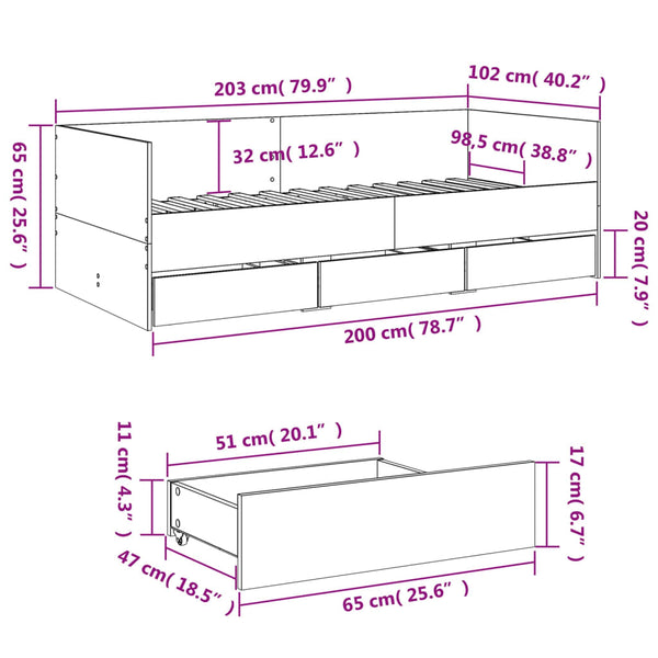 Schlafsofa Savutammi mit Schubladen Toff 100x200cm (Holz)