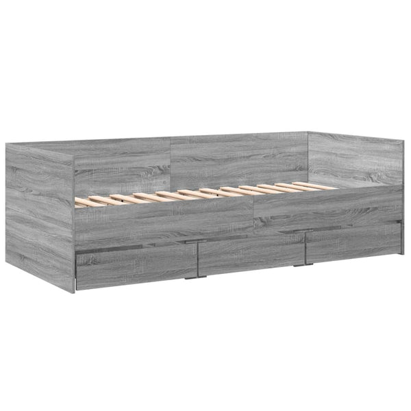 Graues Schlafsofa mit Schubladen Toff 100x200cm (Holz)
