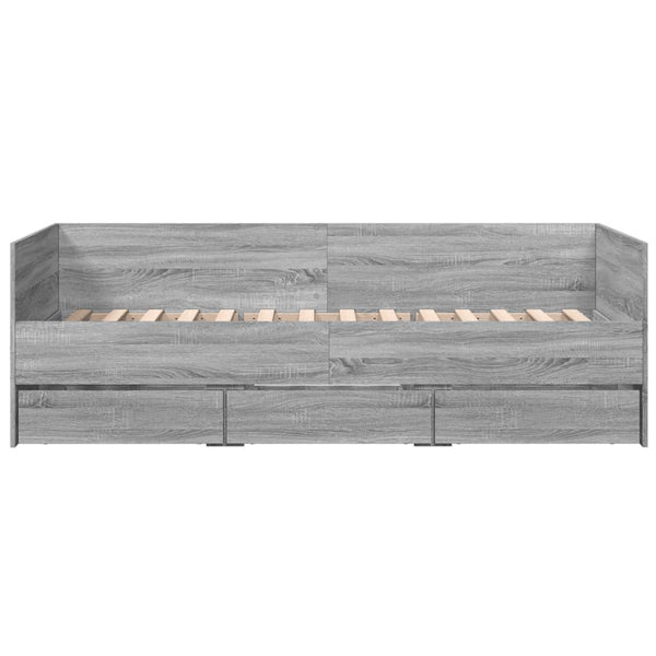 Graues Schlafsofa mit Schubladen Toff 100x200cm (Holz)
