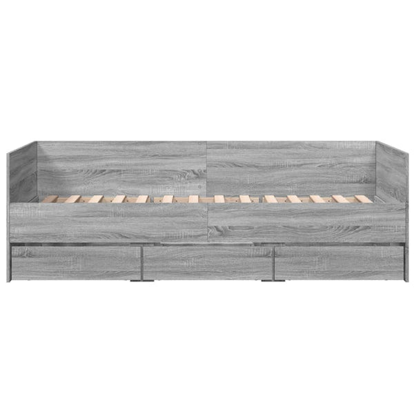 Graues Schlafsofa mit Schubladen Toff 90x200cm (Holz)