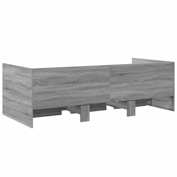 Graues Schlafsofa mit Schubladen Toff 90x200cm (Holz)