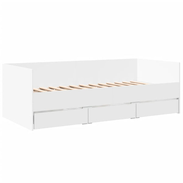 Weißes Schlafsofa Toff 90x190cm mit Schubladen (Holz)