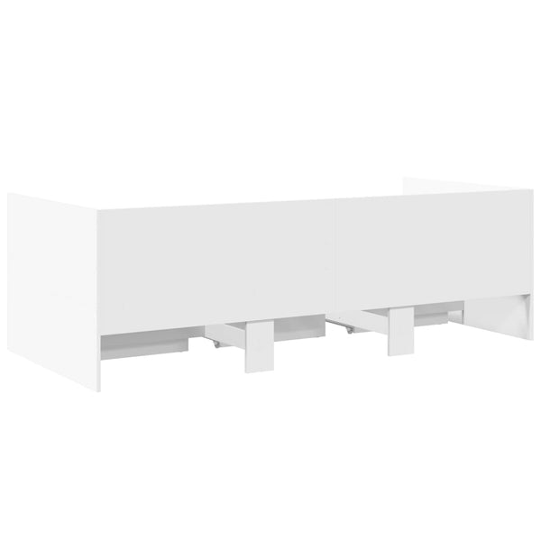 Weißes Schlafsofa Toff 90x190cm mit Schubladen (Holz)