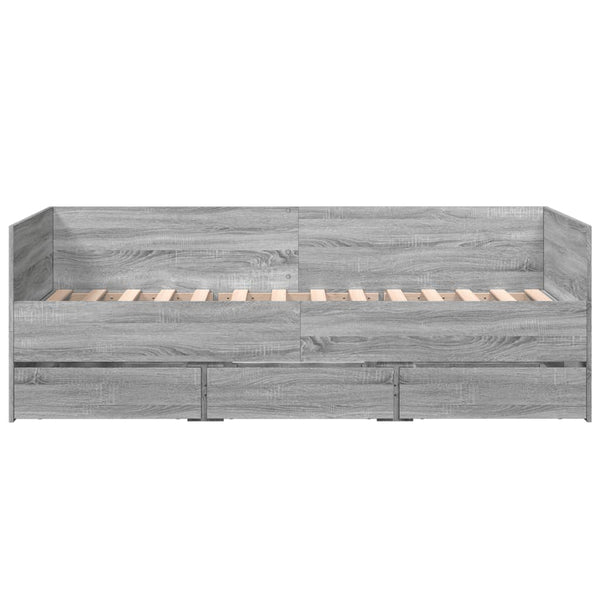 Graues Schlafsofa mit Schubladen Toff 90x190cm (Holz)