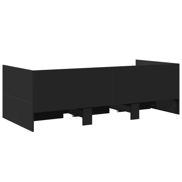 Schlafsofa Toff 75x190cm mit Schubladen, schwarz (Holz)