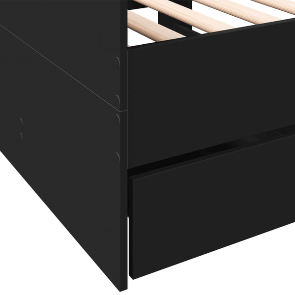 Schlafsofa Toff 75x190cm mit Schubladen, schwarz (Holz)