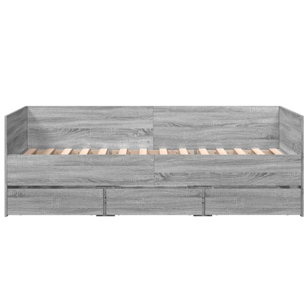 Graues Schlafsofa mit Schubladen Toff 75x190cm (Holz)