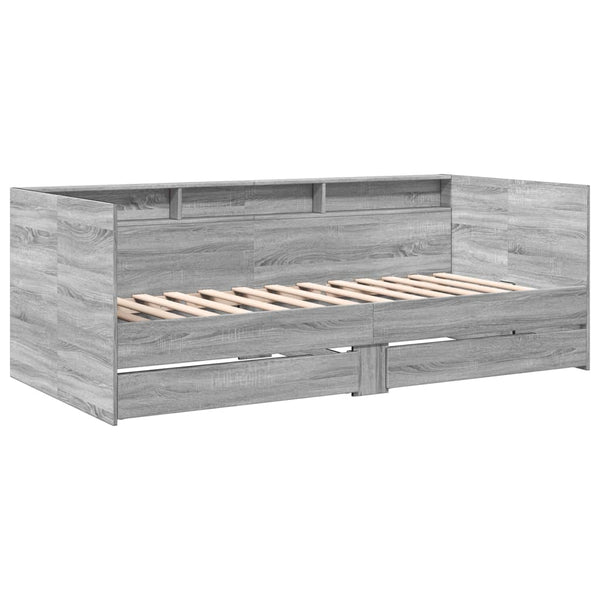 Graues Schlafsofa mit Schubladen ohne Matratze Invalizilor 100x200cm (Sonoma)