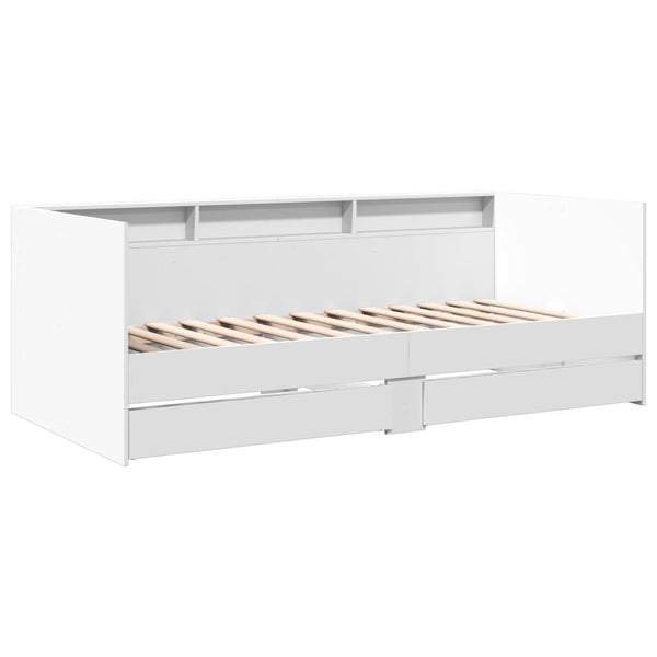 Weißes Schlafsofa mit Schubladen ohne Matratze Invaliden 90x200cm