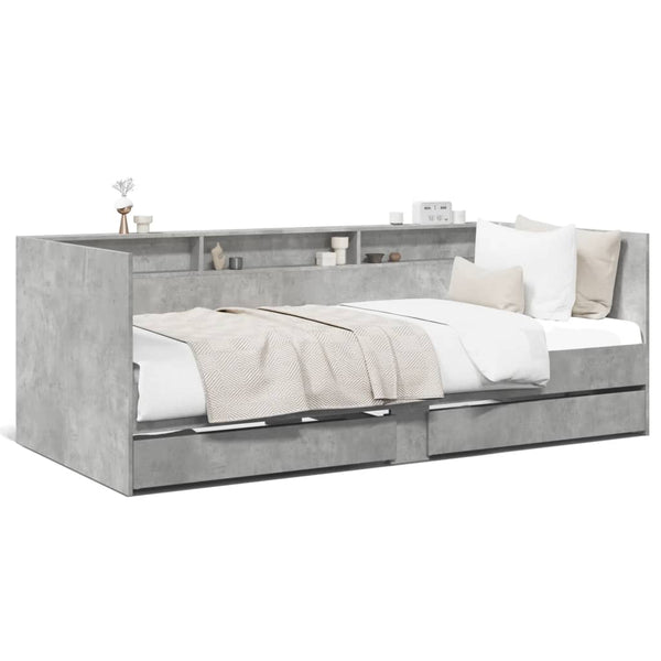 Betongraues Schlafsofa mit Schubladen ohne Matratze Invalizilor 90x190cm